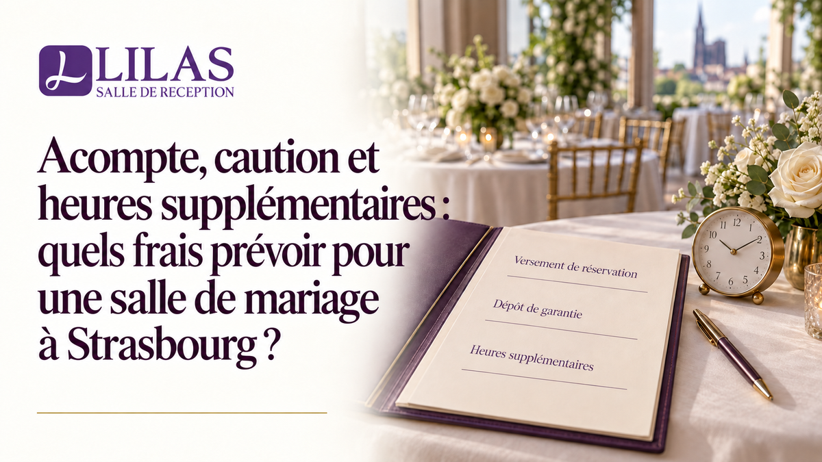 Acompte, caution et heures supplémentaires : quels frais prévoir pour une salle de mariage à Strasbourg ?
